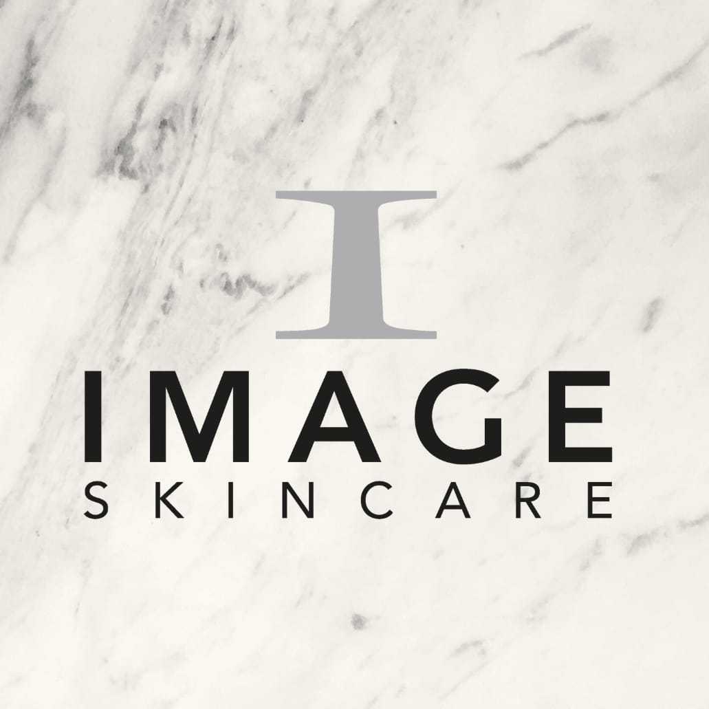 Image Skincare logo on a marble background.