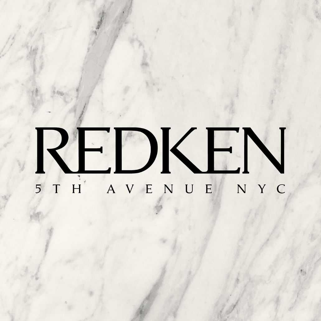 Redken logo with "5th Avenue NYC" text on a marble background.